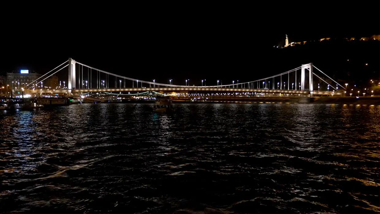 Budapest bridges over the Danube at golden hour